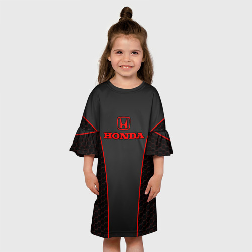 Детское платье 3D с принтом Honda - униформа красная, вид сбоку #3