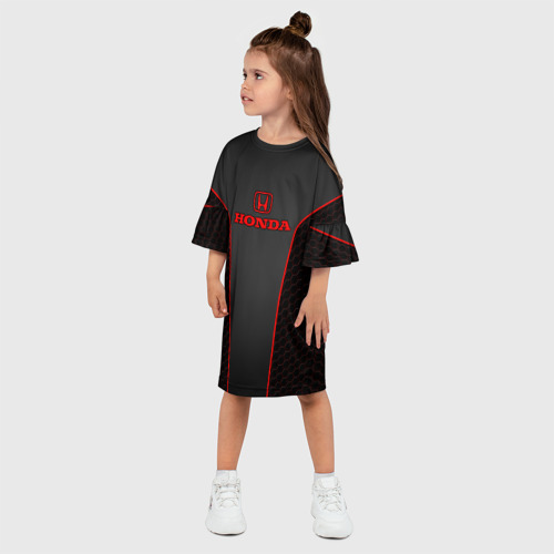 Детское платье 3D с принтом Honda - униформа красная, фото на моделе #1