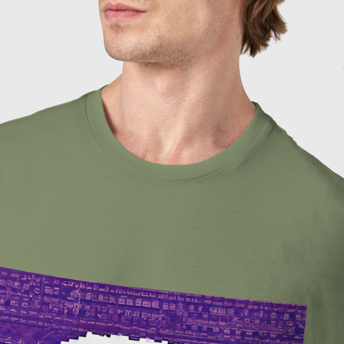 Мужская футболка хлопок Бокал пенного пива пикселями, цвет авокадо - фото 6