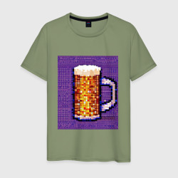 Мужская футболка хлопок Бокал пенного пива пикселями