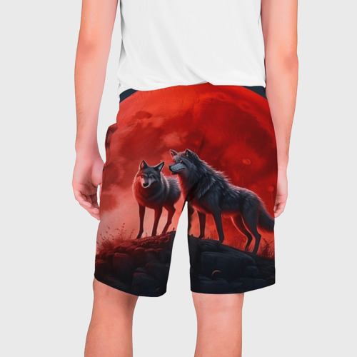 Мужские шорты 3D с принтом Кровавая луна, вид сзади #1