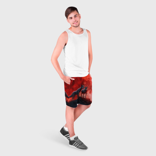 Мужские шорты 3D с принтом Кровавая луна, фото на моделе #1