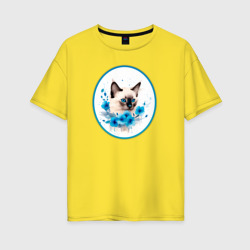 Женская футболка хлопок Oversize Сиамский котенок