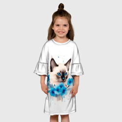 Детское платье 3D Голубоглазый сиамский котенок - фото 2