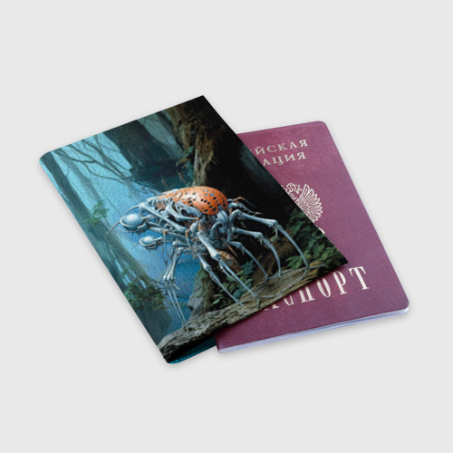 Обложка для паспорта матовая кожа Кибернетическое насекомое , цвет голубой - фото 3