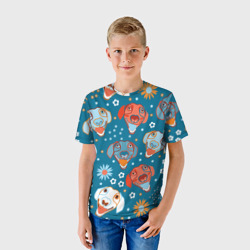 Детская футболка 3D Милые собачьи мордашки с цветами - фото 2
