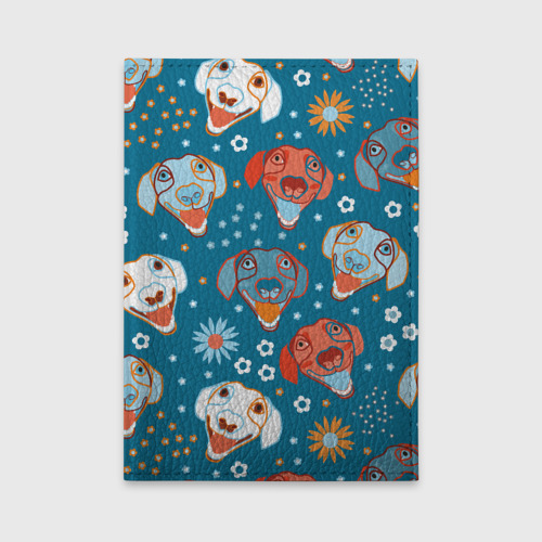 Обложка для автодокументов Милые собачьи мордашки с цветами, цвет бирюзовый