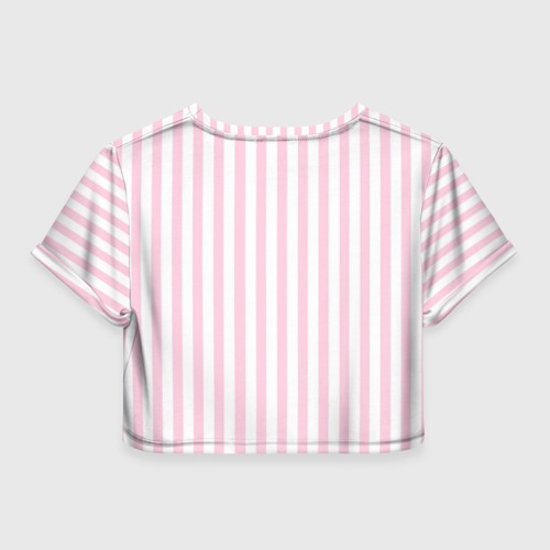 Женская футболка Crop-top 3D Эта барби - мама: розово-белая полоска, цвет 3D печать - фото 2
