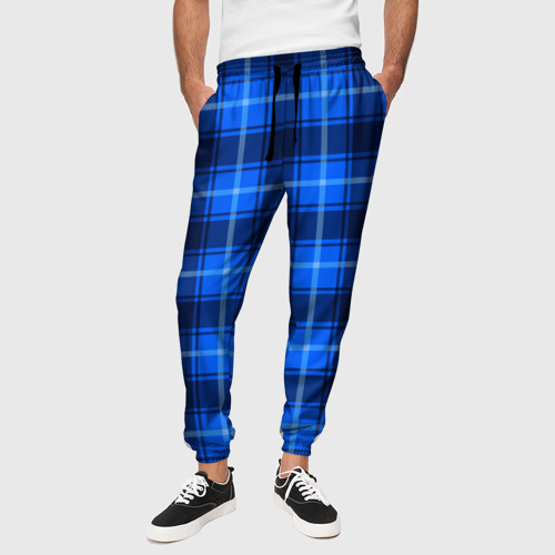 Мужские брюки 3D Шотландка синий, цвет 3D печать - фото 4