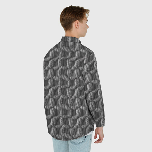 Мужская рубашка oversize 3D с принтом Вязанный стиль текстура, вид сзади #2