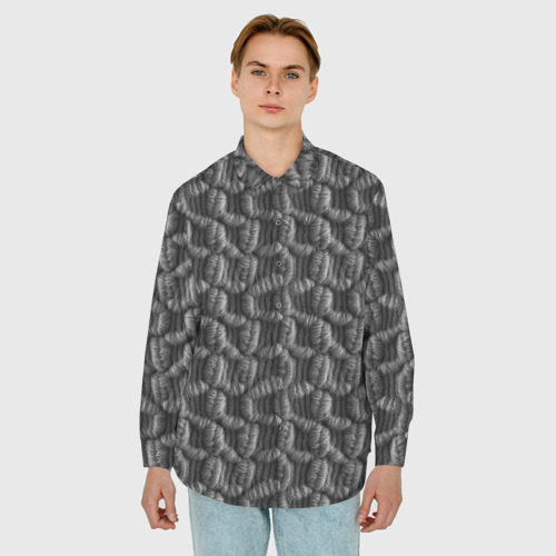 Мужская рубашка oversize 3D с принтом Вязанный стиль текстура, фото на моделе #1
