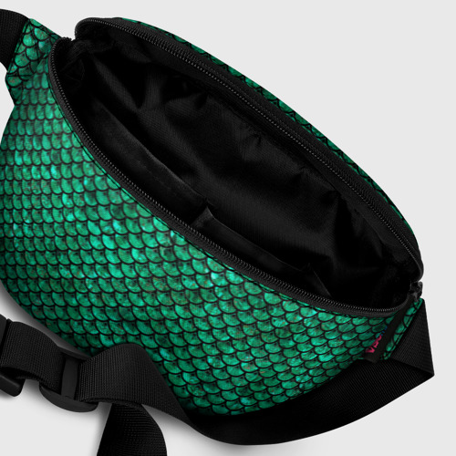 Поясная сумка 3D с принтом Кожа-чешуя изумрудного дракона, фото #6