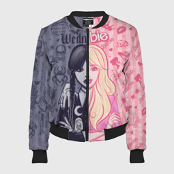 Женский бомбер 3D Барби и Уэнсдей - мои две личности: в стиле тату