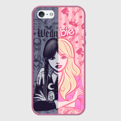 Чехол для iPhone 5/5S матовый Барби и Уэнсдей - мои две личности: в стиле тату