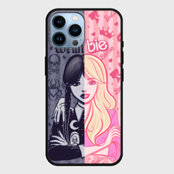 Чехол для iPhone 14 Pro Max Барби и Уэнсдей - мои две личности: в стиле тату