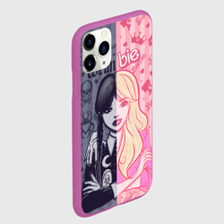 Чехол для iPhone 11 Pro матовый Барби и Уэнсдей - мои две личности: в стиле тату - фото 2