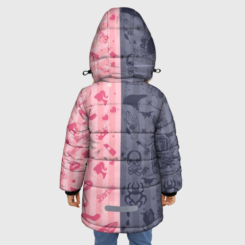 Зимняя куртка для девочек 3D Барби и Уэнсдей - мои две личности: в стиле тату, цвет черный - фото 4