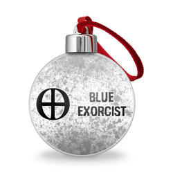 Ёлочный шар Blue Exorcist glitch на светлом фоне: надпись и символ
