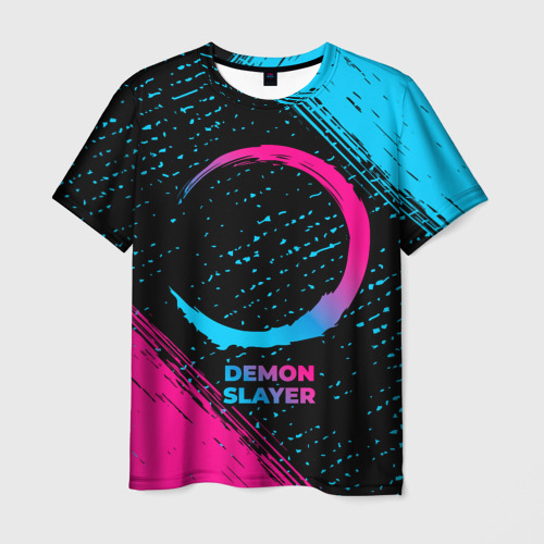 Мужская футболка 3D с принтом Demon Slayer - neon gradient, вид спереди #2