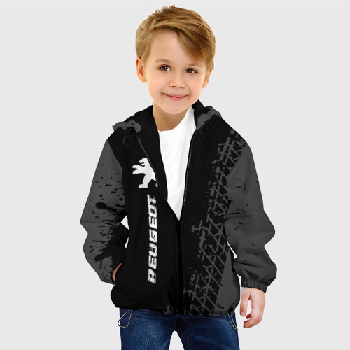 Детская куртка 3D Peugeot speed на темном фоне со следами шин: по-вертикали, цвет черный - фото 3