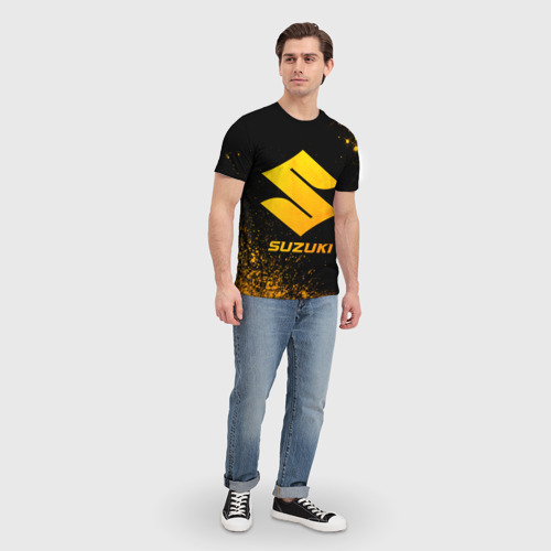 Мужская футболка 3D Suzuki - gold gradient, цвет 3D печать - фото 5