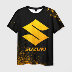 Мужская футболка 3D Suzuki - gold gradient