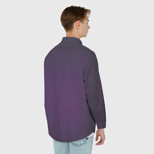 Мужская рубашка oversize 3D с принтом Череп рогатого демона, вид сзади #2