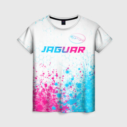 Женская футболка 3D Jaguar neon gradient style: символ сверху