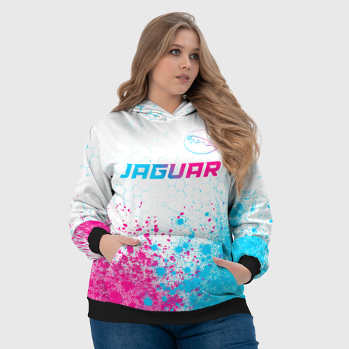 Женская толстовка 3D Jaguar neon gradient style: символ сверху, цвет 3D печать - фото 6