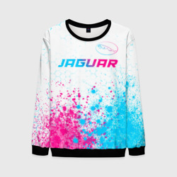 Мужской свитшот 3D Jaguar neon gradient style: символ сверху