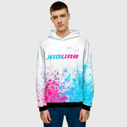 Мужская толстовка 3D Jaguar neon gradient style: символ сверху - фото 2