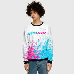 Мужской свитшот 3D Jaguar neon gradient style: символ сверху - фото 2