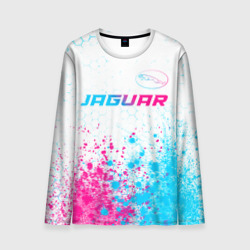 Мужской лонгслив 3D Jaguar neon gradient style: символ сверху