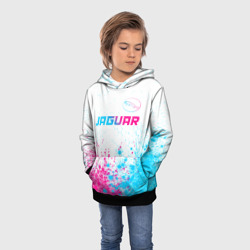 Толстовка с принтом Jaguar neon gradient style: символ сверху для мужчины, вид на модели спереди №2. Цвет основы: черный