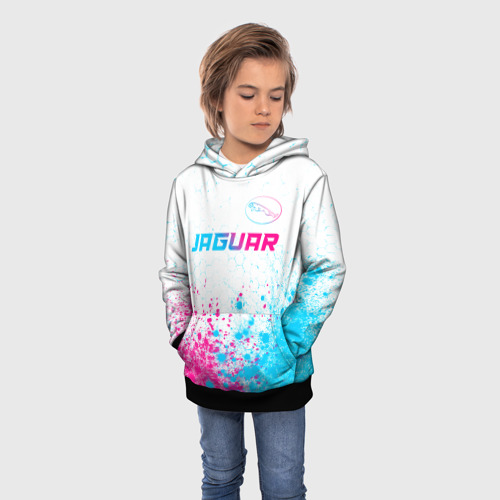 Детская толстовка 3D Jaguar neon gradient style: символ сверху, цвет черный - фото 3