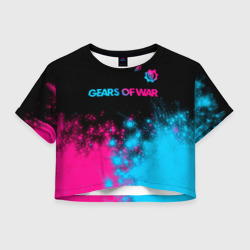 Женская футболка Crop-top 3D Gears of War - neon gradient: символ сверху