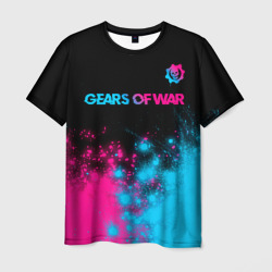 Мужская футболка 3D Gears of War - neon gradient: символ сверху