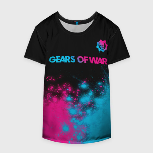 Накидка на куртку 3D Gears of War - neon gradient: символ сверху, цвет 3D печать - фото 4