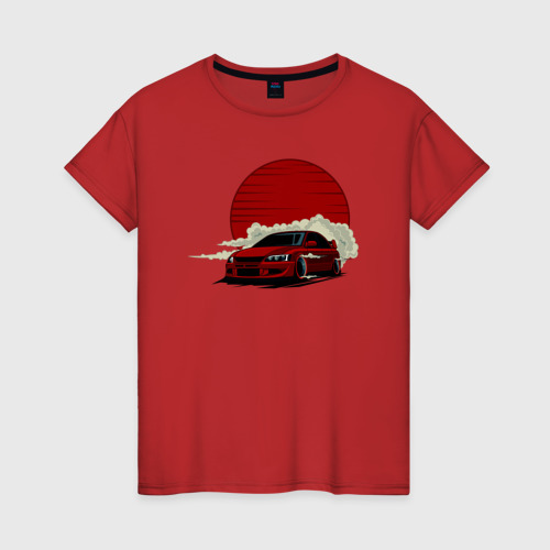 Женская футболка хлопок Mitsubishi Evo 8, цвет красный