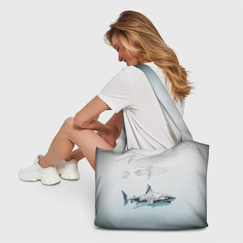 Пляжная сумка 3D Акула большая белая в толще воды  - фото 6