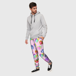 Мужские брюки 3D Цветные сердечки  - фото 2