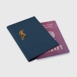 Обложка для паспорта матовая кожа золотой бегущий человек  - фото 2