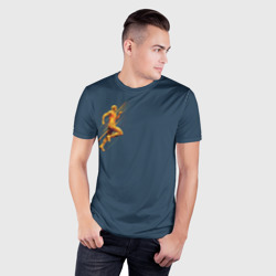 Мужская футболка 3D Slim золотой бегущий человек  - фото 2