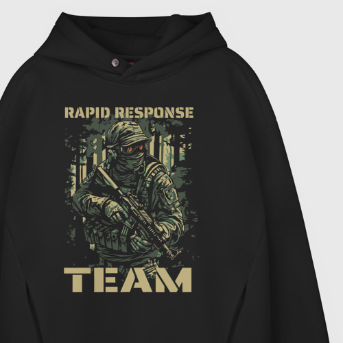 Мужское худи Oversize хлопок Rapid response team, цвет черный - фото 4