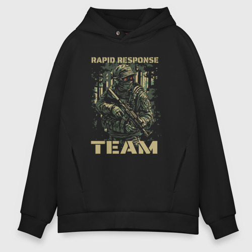 Мужское худи Oversize хлопок Rapid response team, цвет черный