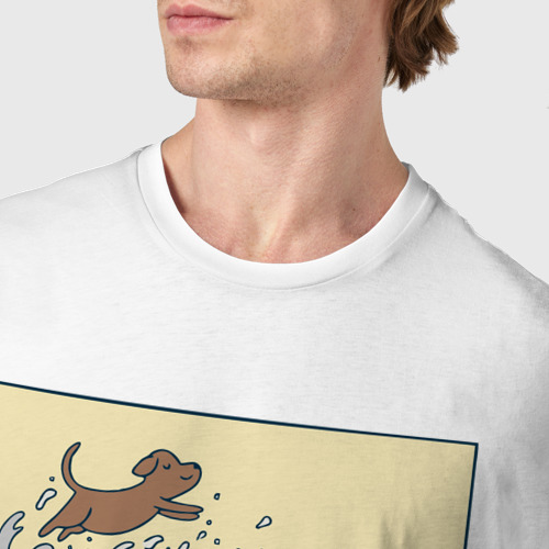 Мужская футболка хлопок с принтом Собачки в море, фото #4