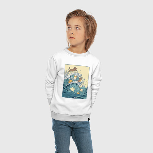 Детский свитшот хлопок с принтом Собачки в море, вид сбоку #3