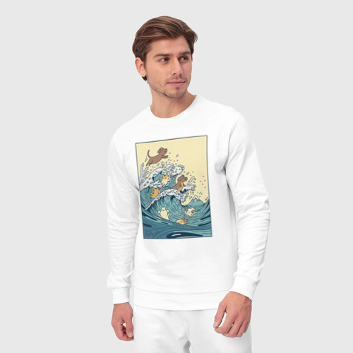 Мужской костюм хлопок с принтом Собачки в море, вид сбоку #3