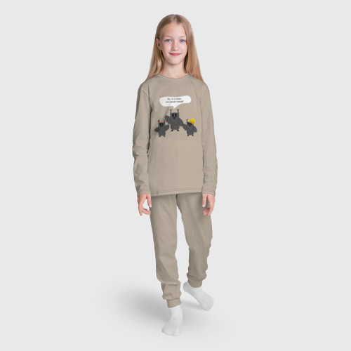 Детская пижама с лонгсливом хлопок с принтом Семейка мудрых сов, вид сбоку #3