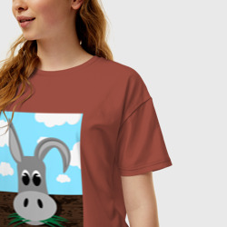 Женская футболка хлопок Oversize Cartoon ослик Иа  - фото 2